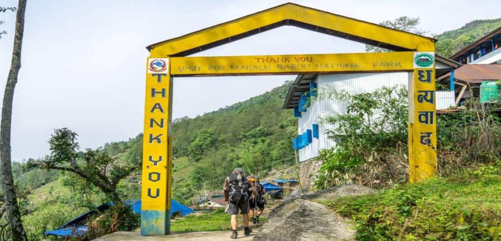 Guests entering Makalu Barun National Park.