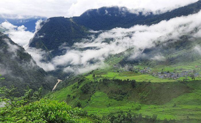 Hatiya village on the trek route to Upper Arun Valley