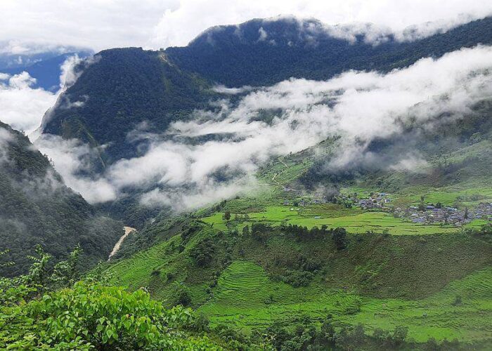 Hatiya village on the trek route to Upper Arun Valley