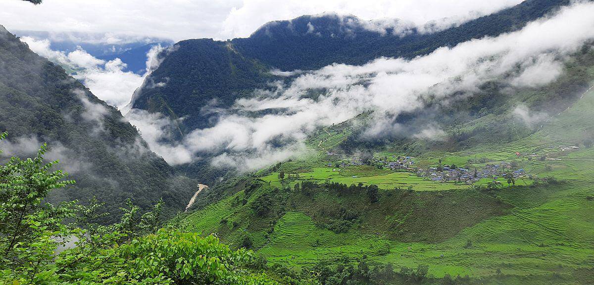 Hatiya village on the trek route to Upper Arun Valley