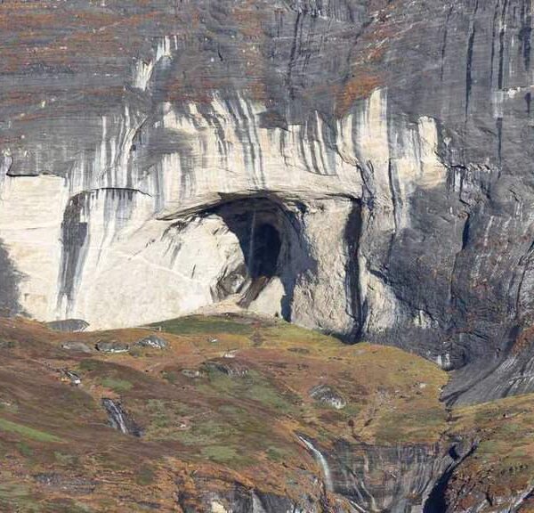 Shiva Dhara sacred waterfall on the Makalu Base Camp trekking trail in Nepal